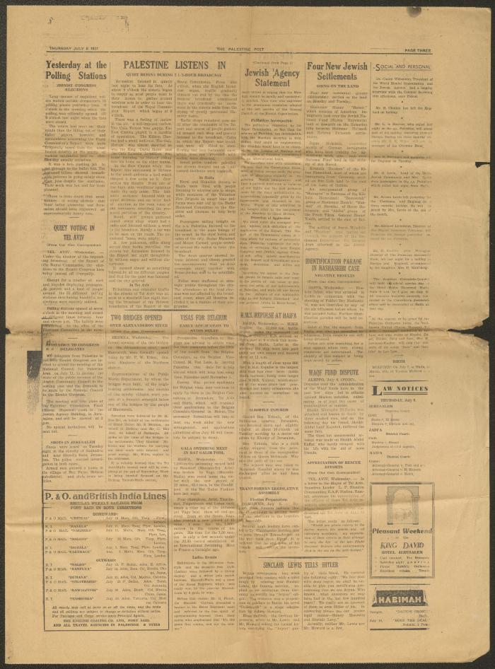 The Palestine Post Newspaper, 8 July 1937