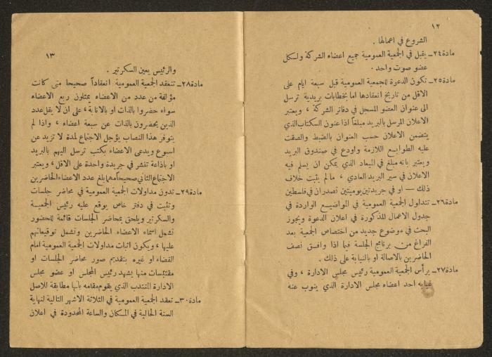 The Arab Nation Fund System, Jerusalem, 1935
