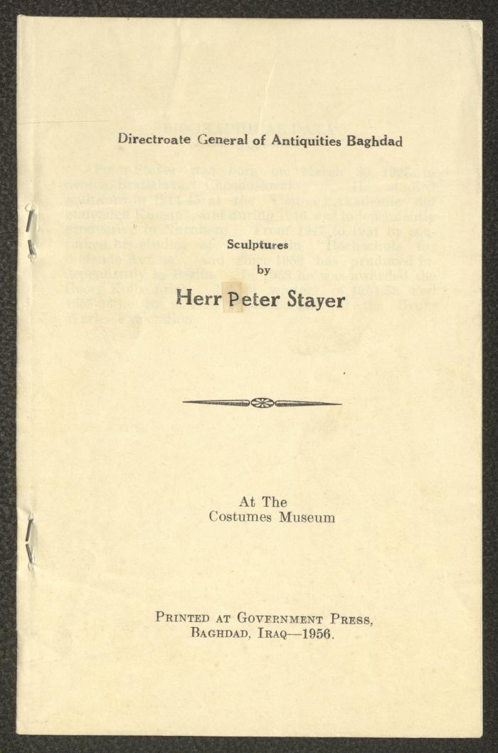 منحوتات الهر بيتر شتاير، بغداد، 1956