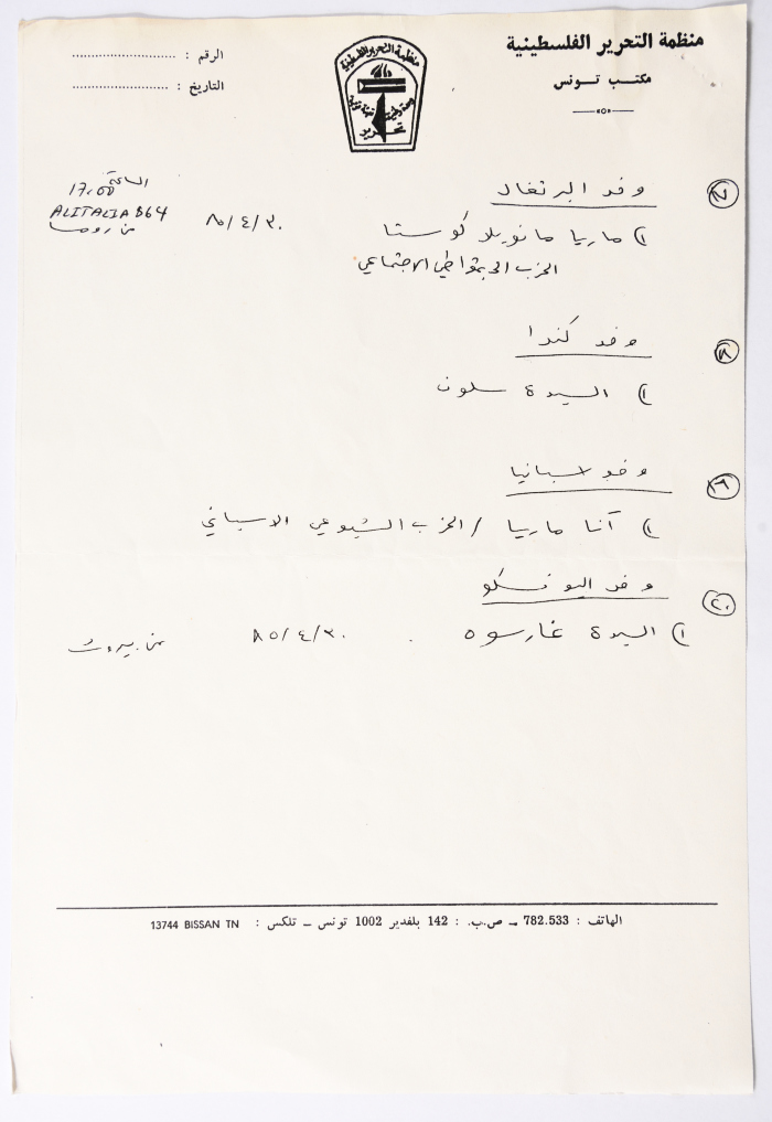 Letter to the General Conference of the General Federation of Palestinian Women