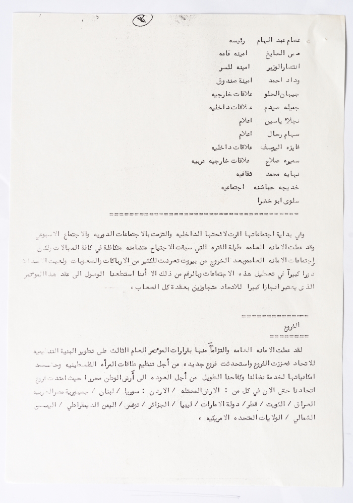 The Fourth General Conference of the General Federation of Palestinian Women