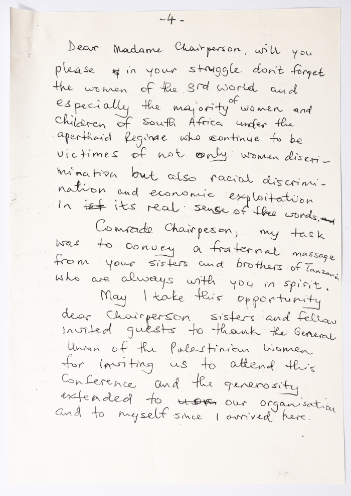 A Solidarity Telegram from the General Union of Tanzanian Women to the General Conference of the General Union of Palestinian Women