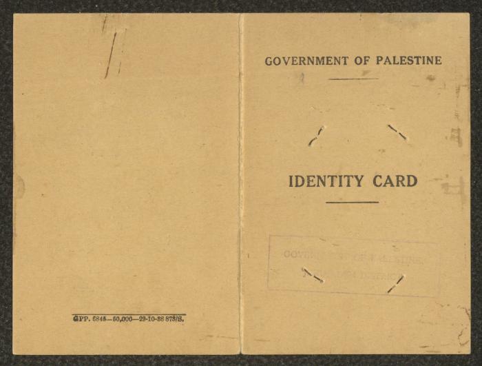 بطاقة هوية لمحمد العلوي، حكومة فلسطين الانتدابية، 28 كانون الثاني 1939