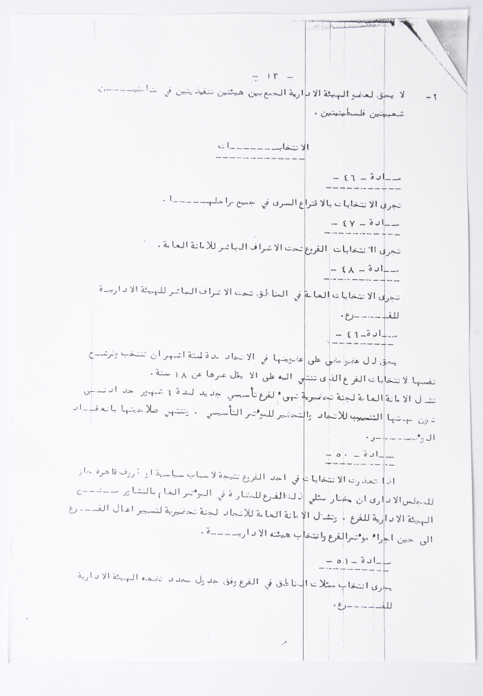 النظام الأساسي للاتحاد العام للمرأة الفلسطينية