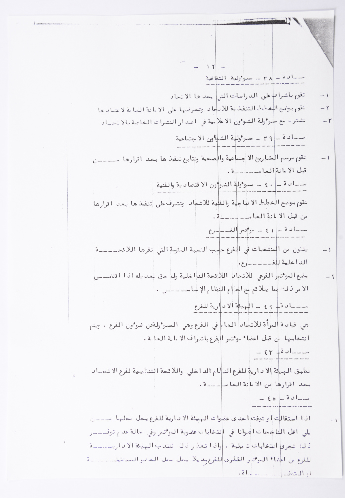 النظام الأساسي للاتحاد العام للمرأة الفلسطينية