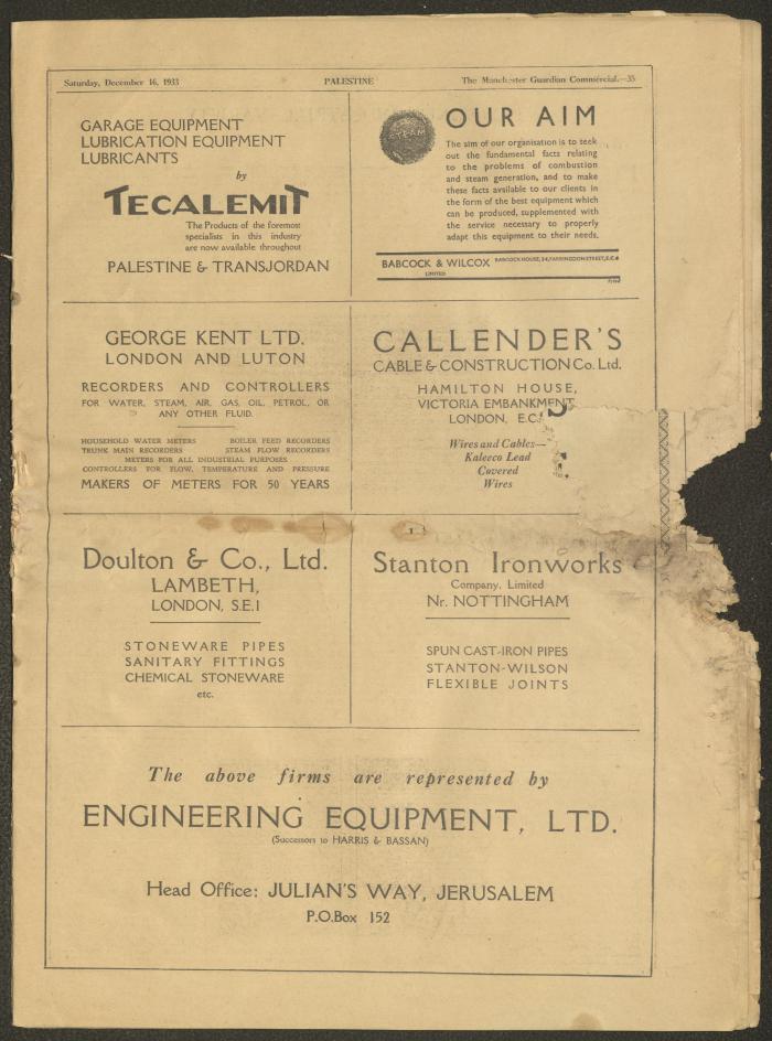 A Supplement of the Palestine Post, 16 December 1933