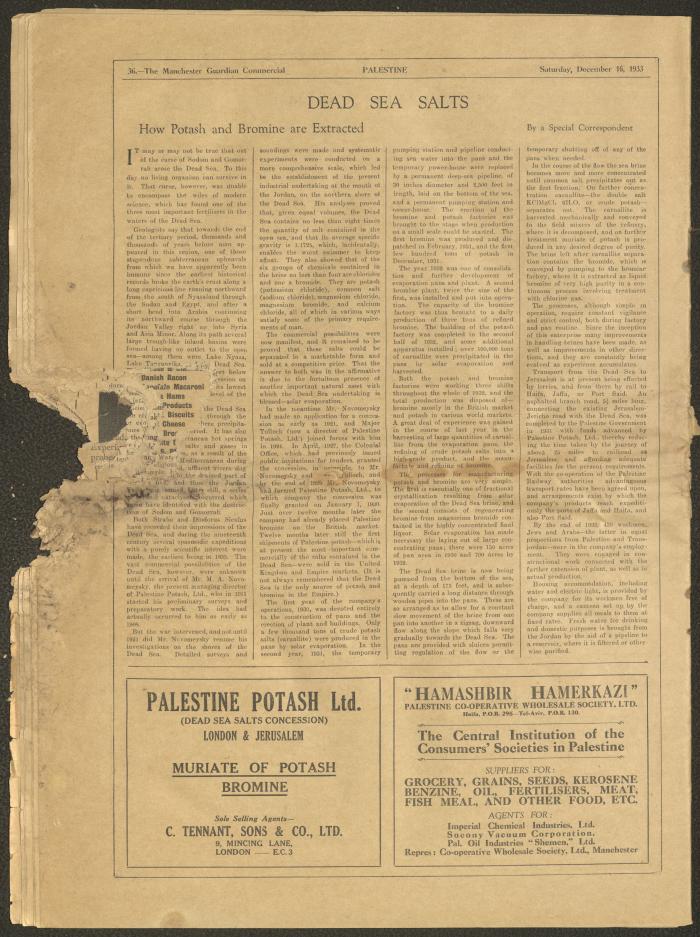 A Supplement of the Palestine Post, 16 December 1933