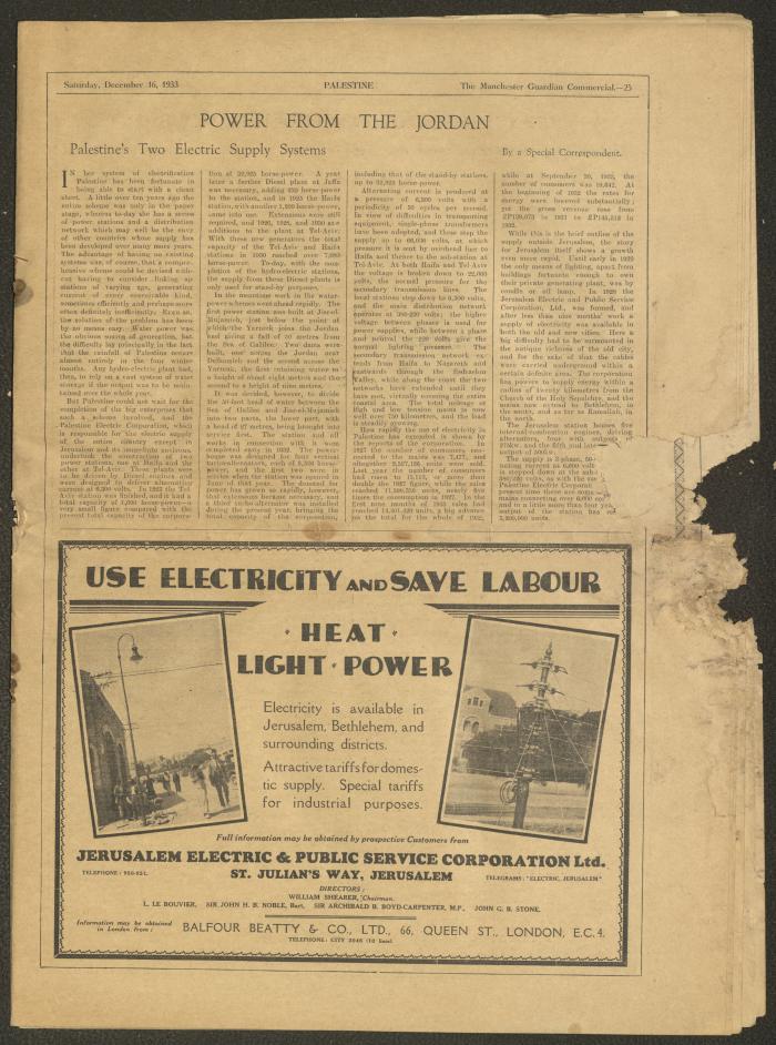 A Supplement of the Palestine Post, 16 December 1933