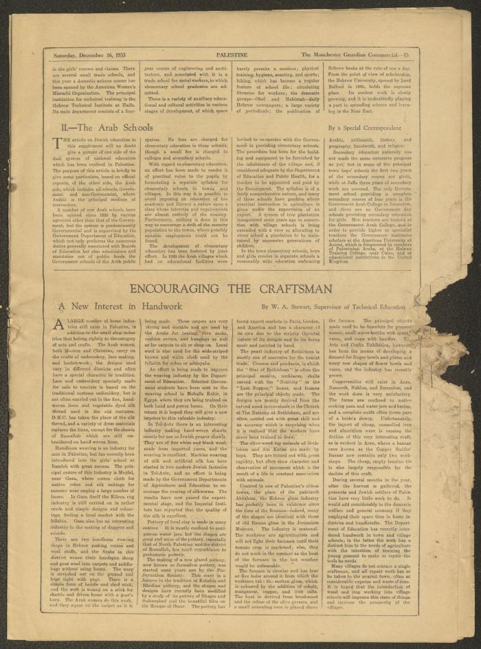 A Supplement of the Palestine Post, 16 December 1933