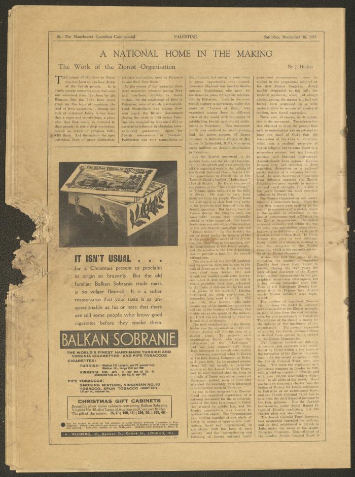 A Supplement of the Palestine Post, 16 December 1933