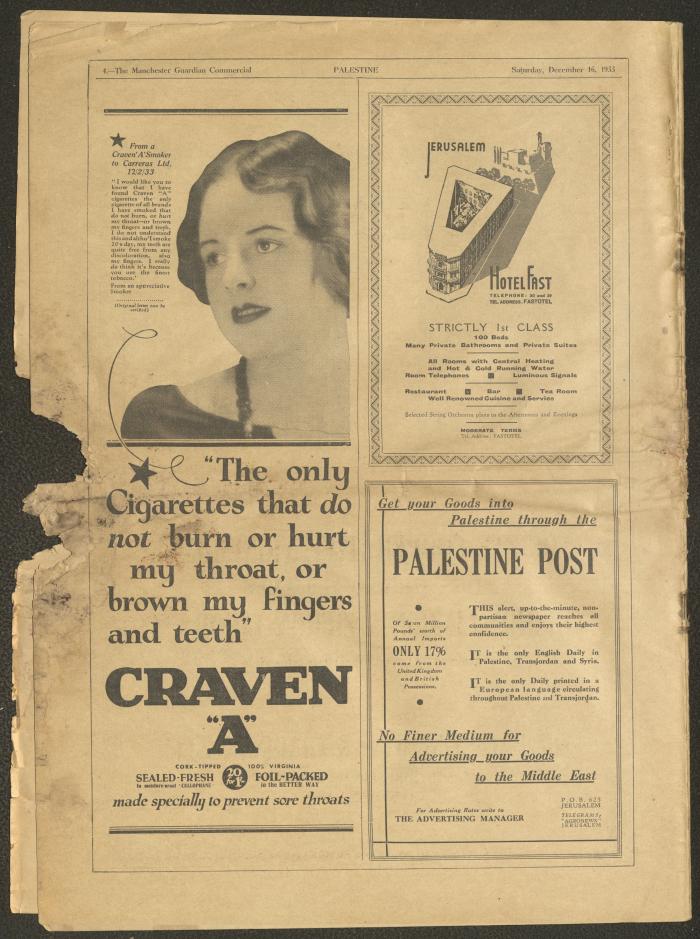A Supplement of the Palestine Post, 16 December 1933