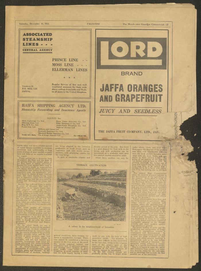 A Supplement of the Palestine Post, 16 December 1933