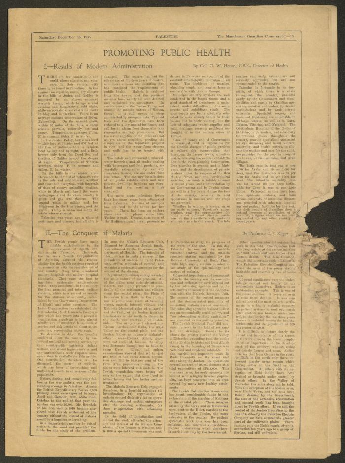 A Supplement of the Palestine Post, 16 December 1933
