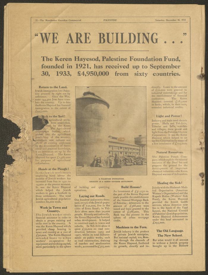A Supplement of the Palestine Post, 16 December 1933