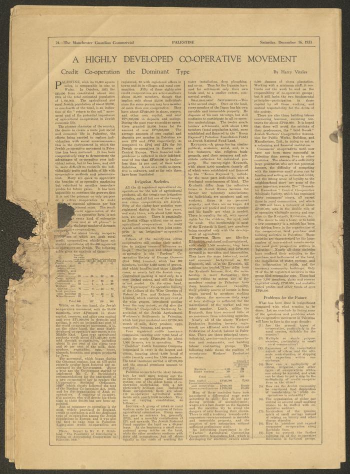 A Supplement of the Palestine Post, 16 December 1933