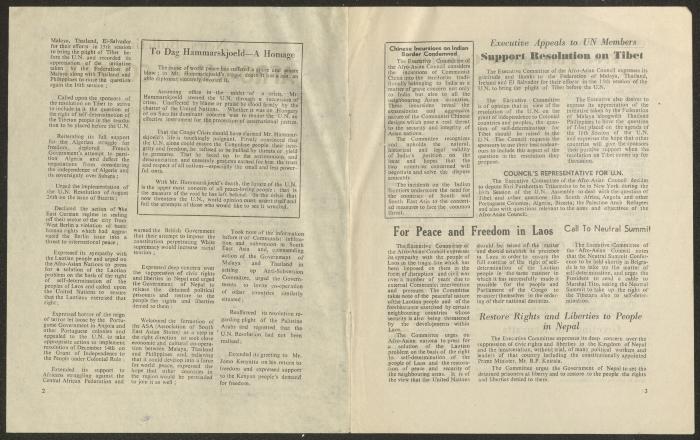 A Newsletter Issued by the Afro-Asian Council, No. 7, India, 1961
