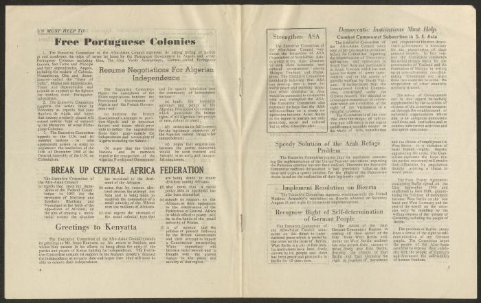 A Newsletter Issued by the Afro-Asian Council, No. 7, India, 1961
