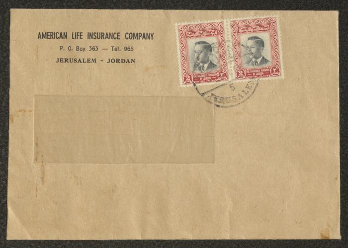 Payment Notices by the American Life Insurance Company for Anwar and Nuzha Nusseibeh, 28 July 1962