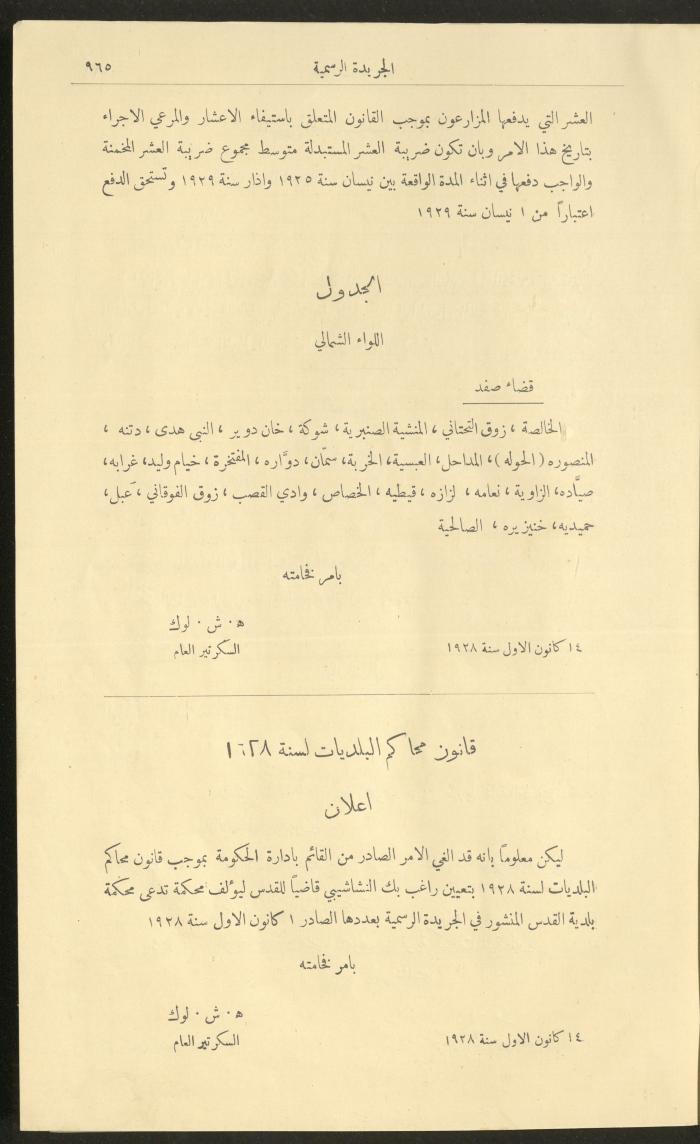 العدد 225 من جريدة فلسطين الرسمية، 16 كانون الأول 1928
