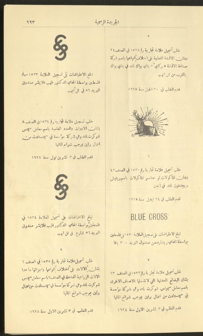 العدد 225 من جريدة فلسطين الرسمية، 16 كانون الأول 1928