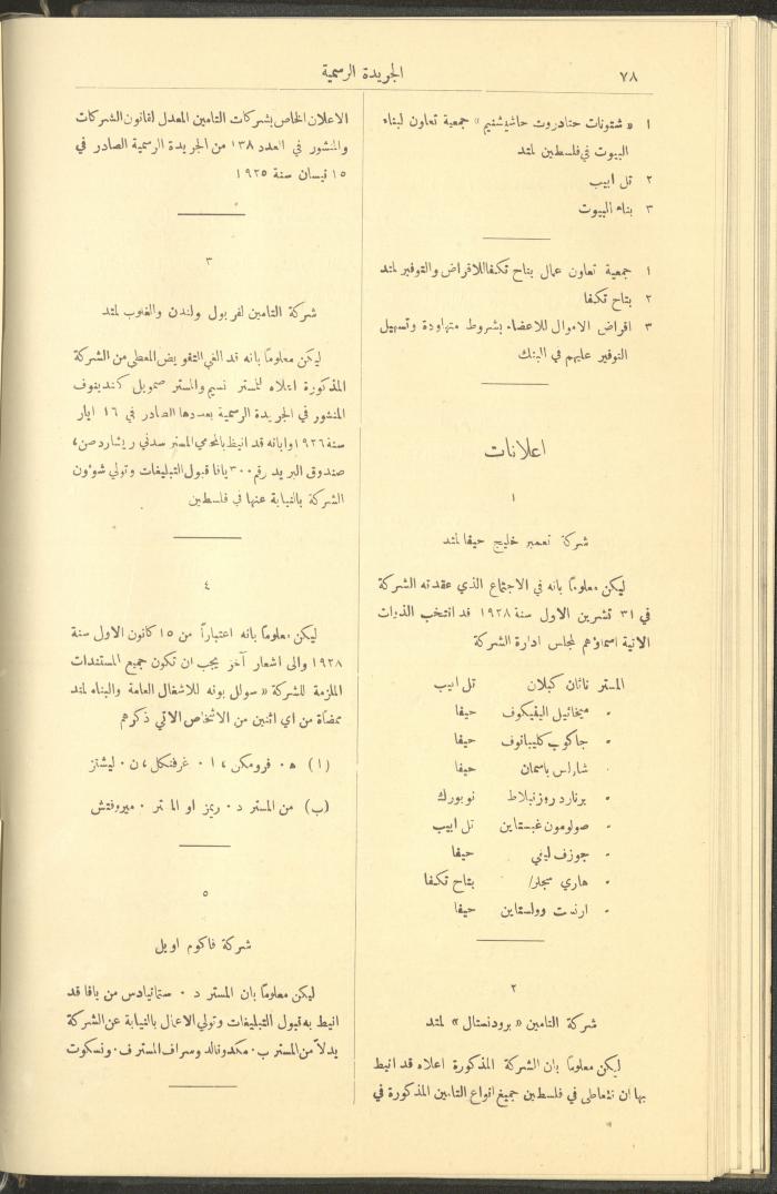 العدد 227  من جريدة حكومة فلسطين الرسمية،  16 كانون الثاني 1929