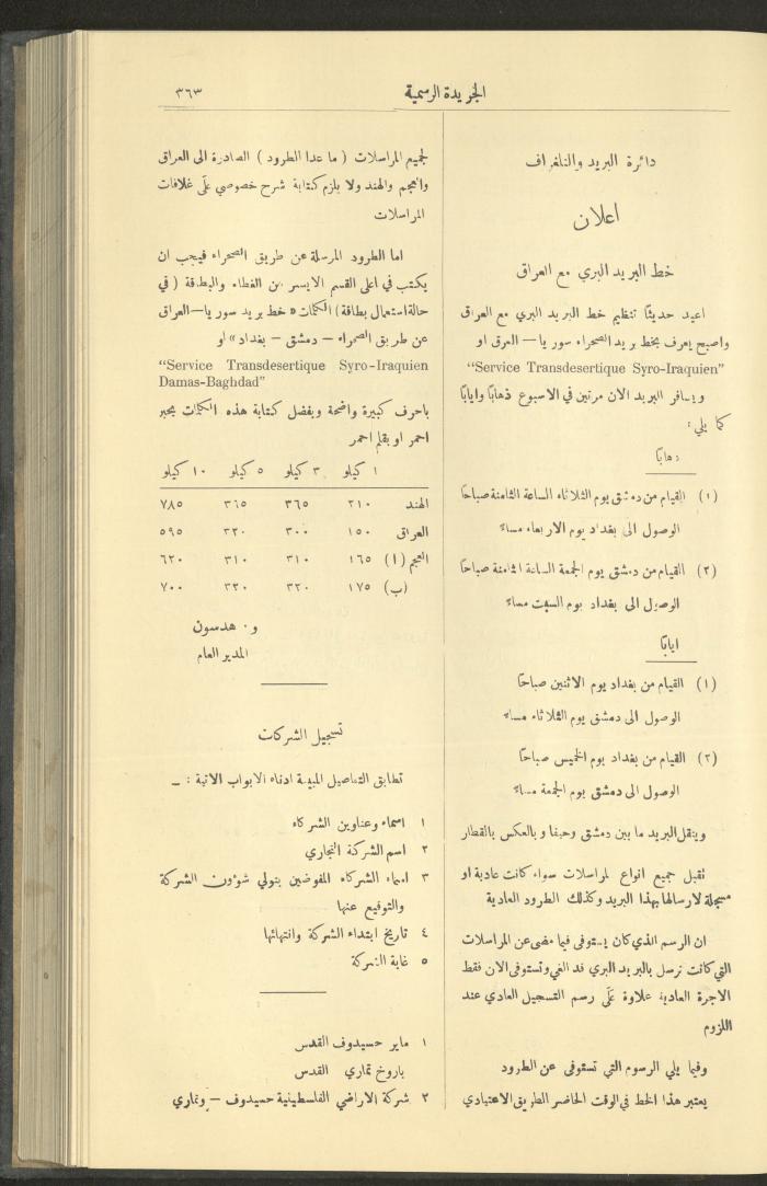 Issue No. 323 of the Official Palestine Newspaper, 1 April 1929