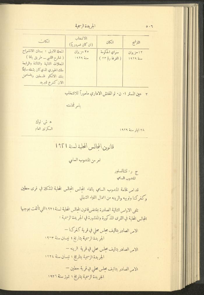 العدد 236 من جريدة حكومة فلسطين الرسمية، 1 حزيران 1929