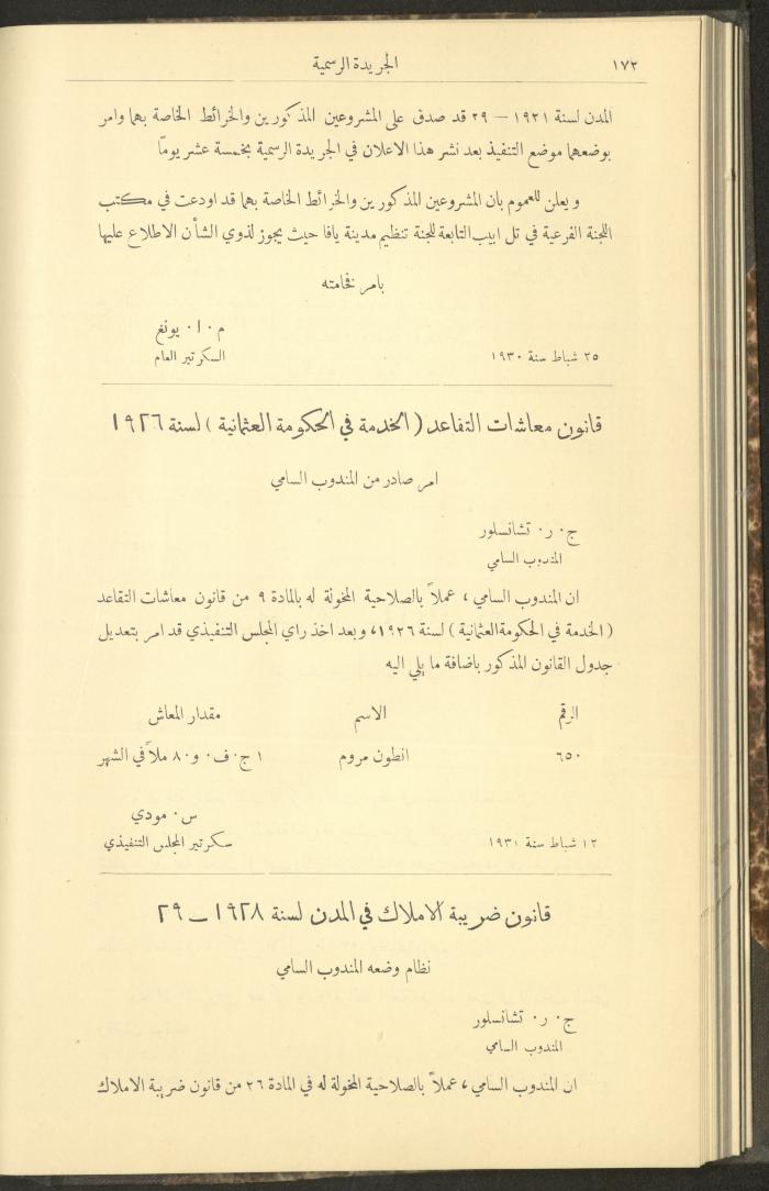 Issue No. 278 of the Official Palestine Newspaper, 1 March 1931
