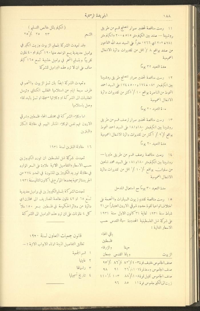 Issue No. 278 of the Official Palestine Newspaper, 1 March 1931
