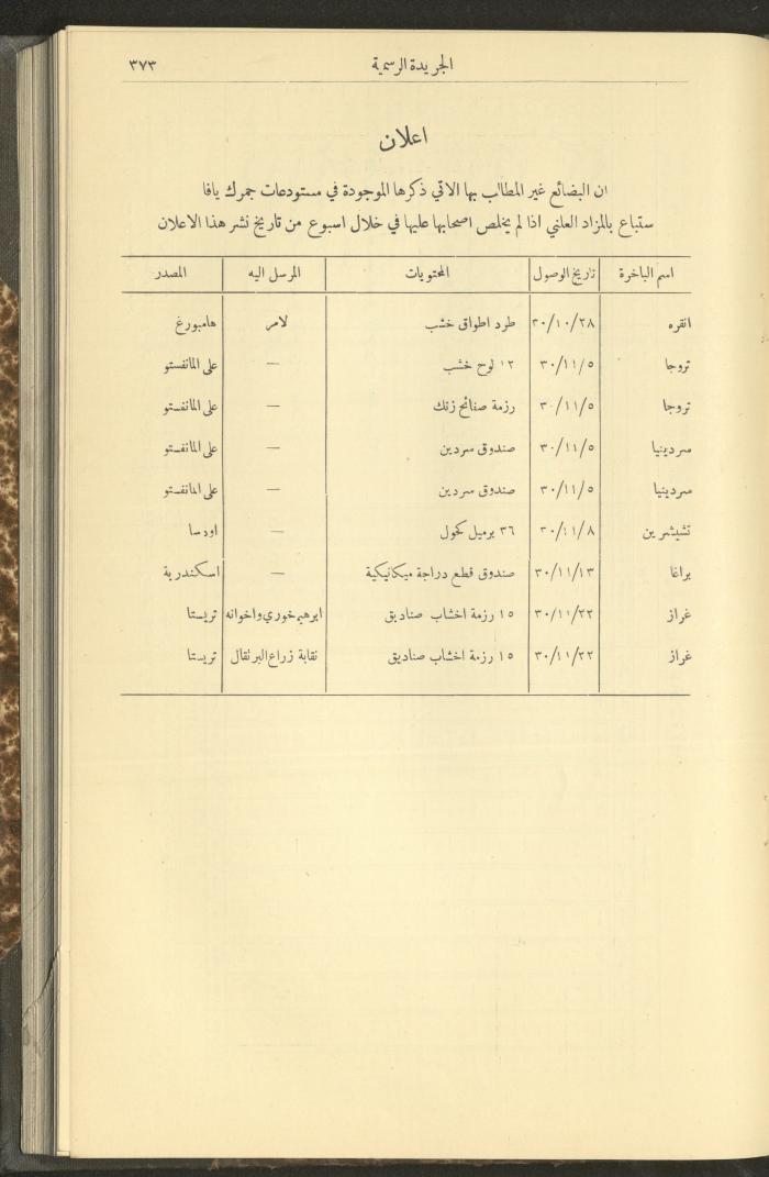 Issue No. 226 of the Official Palestine Newspaper, 1 April 1931
