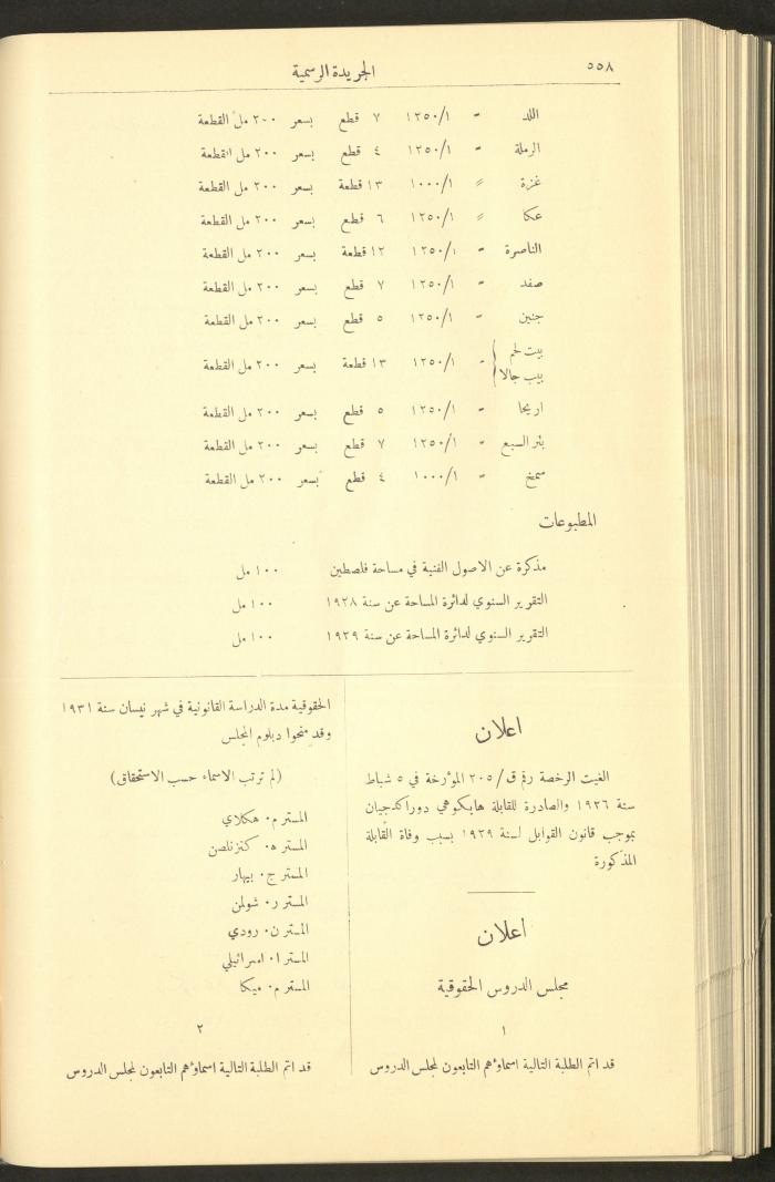 Issue No. 283 of the Official Palestine Newspaper, 16 May 1931

