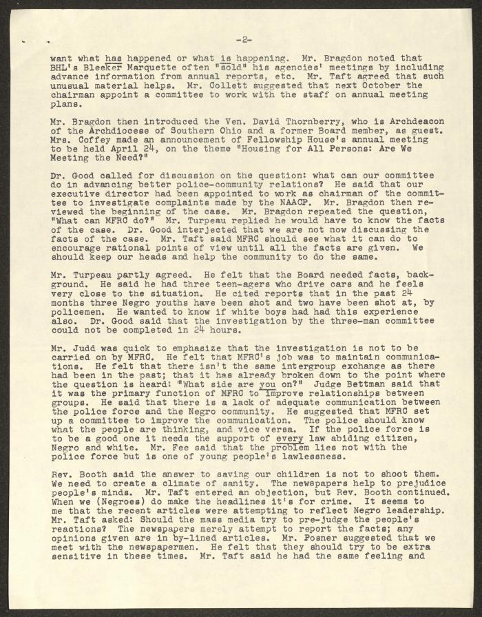 Minutes of the Board of Trustees of the Governor's Friendly Relations Committee Meeting, Cincinnati, 10 April 1958