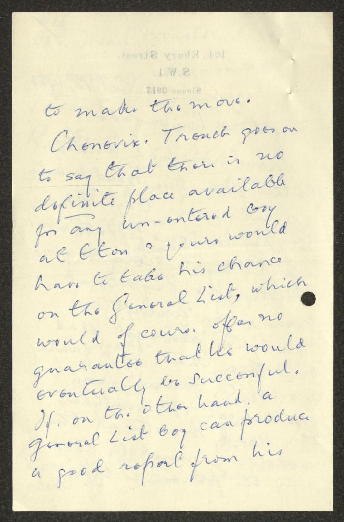 A Letter from Eton College to Anwar Nusseibeh, 18 October 1966