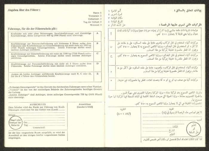 An International Driving Permit by the British Ministry of Transport for Anwar Nusseibeh, 6 August 1965