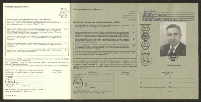 An International Driving Permit by the British Ministry of Transport for Anwar Nusseibeh, 6 August 1965