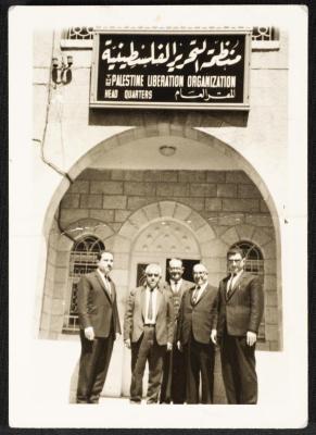 Abdel-Karim with the PLO Founders in Front of the its Headquarters, Jerusalem, 1964-65