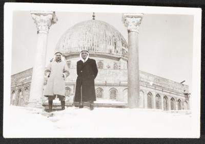 Abdel-Karim al-Alami and his Friend in Front of the Dome of the Rock, the 1950s
