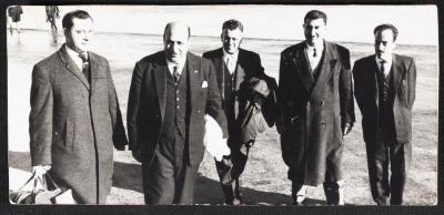 Welcoming Kassim Rimawi and Elias Bandak at the Jerusalem Airport, 1964