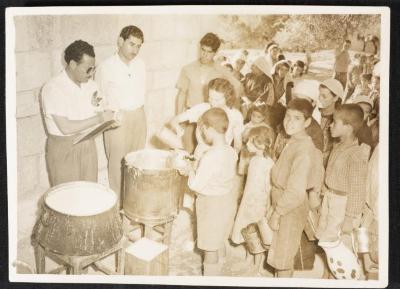 Distributing Milk to Palestinian Refugees, September 1949