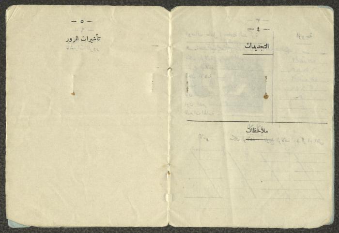 تذكرة سفر صادرة عن الحاكم العسكري في القدس لعبد الكريم العلمي، 1949