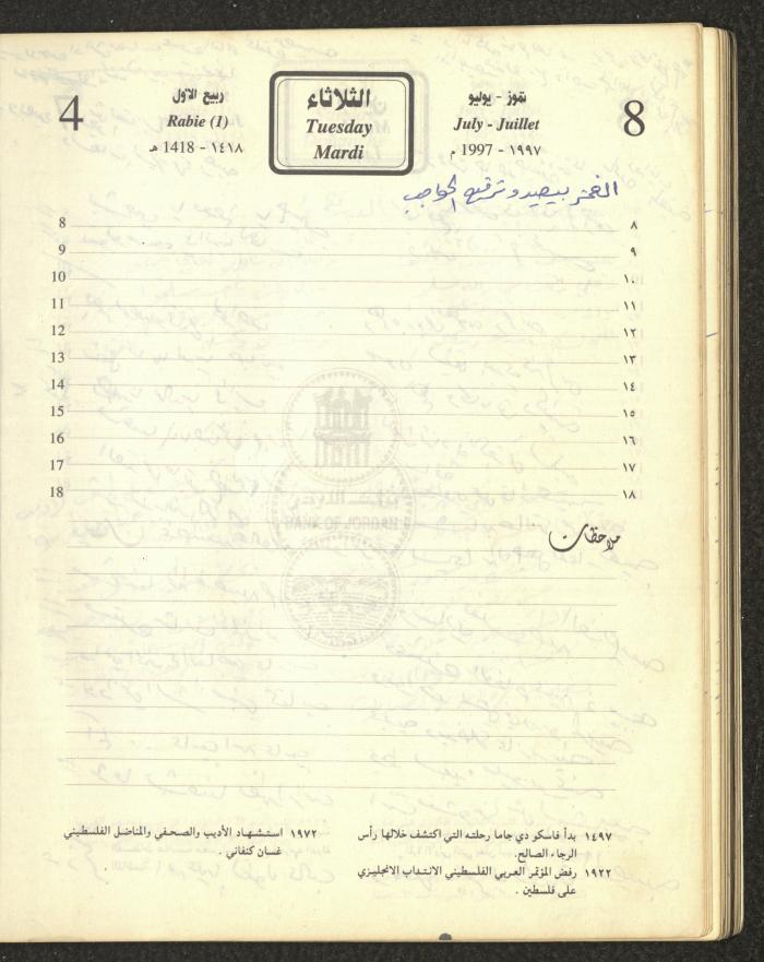 ملاحظات لنجيب يعاقبه، 8 تموز 1997