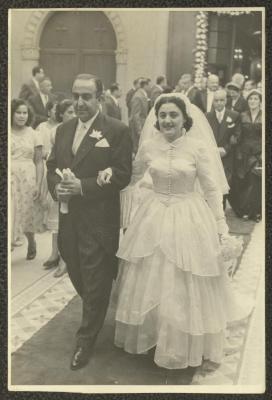 سلفيا وبطرس توما في حفل زفافهما، 4 كانون الثاني 1953