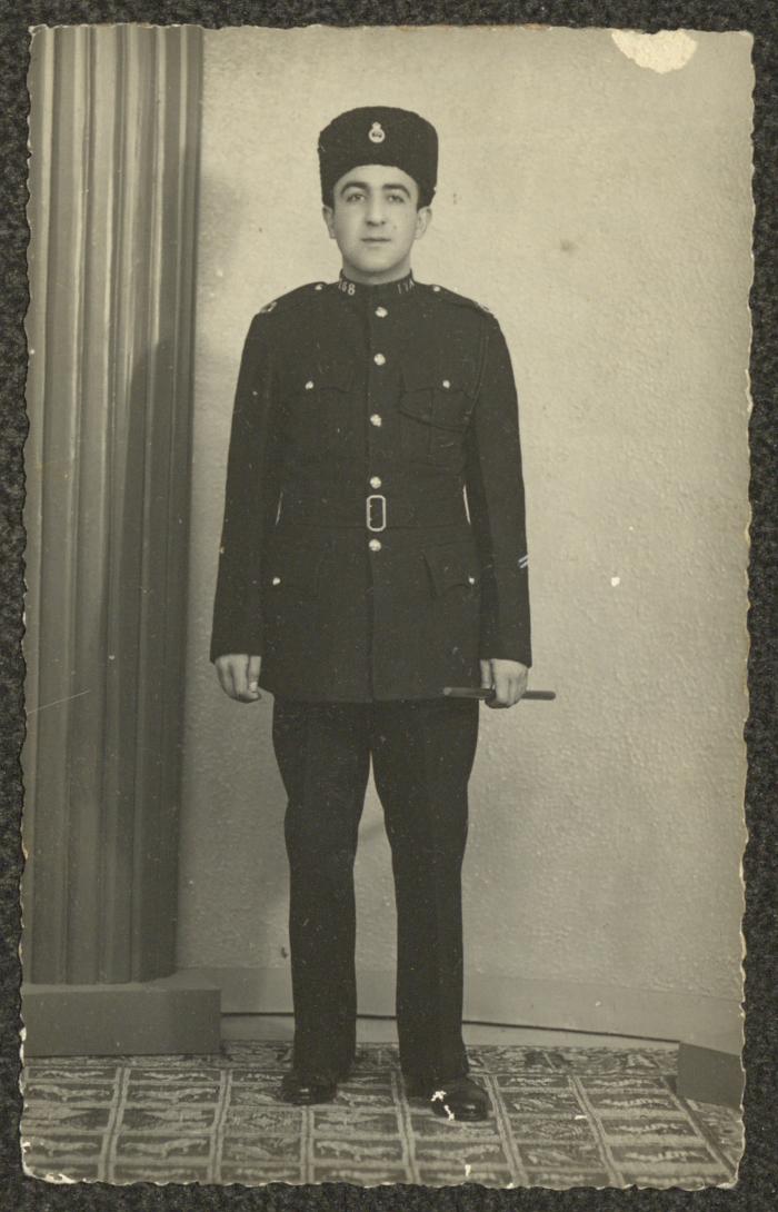 Butros Touma in the Palestinian Police Uniform during the British Mandate, the 1940s 