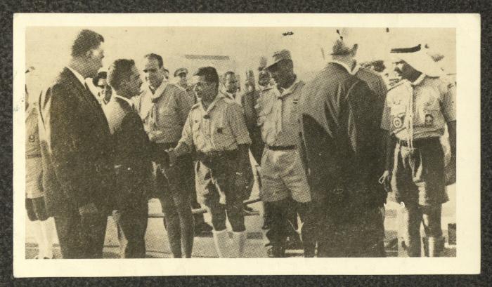 Gamal Abdel Nasser and Hussein bin Talal at the Opening of the Arab Scout Camp, Alexandria, 1964