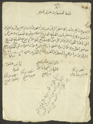 إقرار باستدانة مبلغ مالي كتبه الياس شيحة لإسحاق توما، 8 شباط 1866