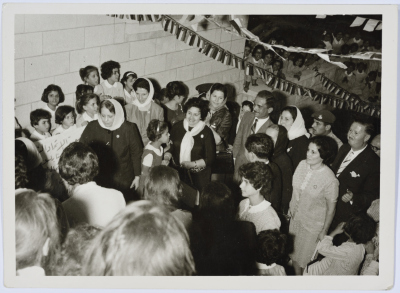 King Hussein of Jordan on his visit to the Arab Women Union Society in Nablus