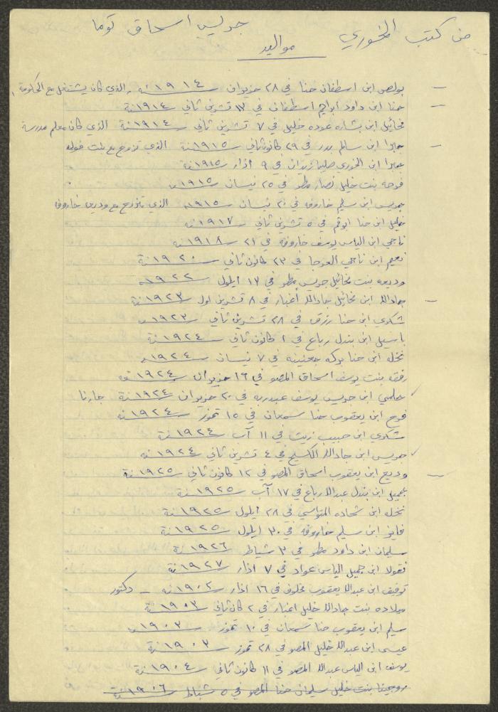 Notes by Boutros Touma, Chile, the 1980s 