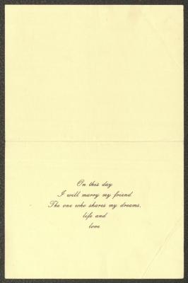 بطاقة دعوة زفاف لوسي جريس توما وأنطون مايكل يهوياقيم، شيكاغو، 5 نيسان 1987