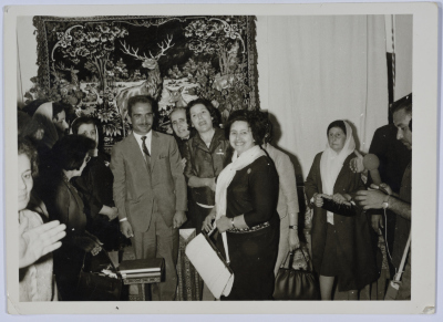 King Hussein of Jordan on his visit to the Arab Women Union Society in Nablus