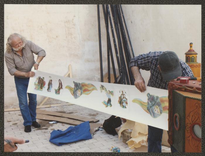 Adel Tartir and a Participant in the Wonder Box Making Workshop, Cairo, 2015